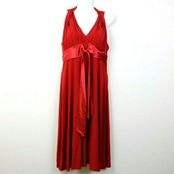 Jessica Howard Dresses & Skirts - Jessica Howard Womens Dress V Neck Halter Bow Red